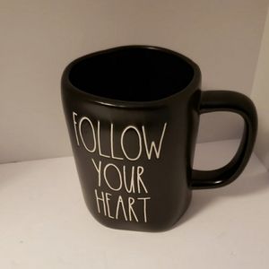 Brand New Rae Dunn "Follow your Heart" black coffee mug